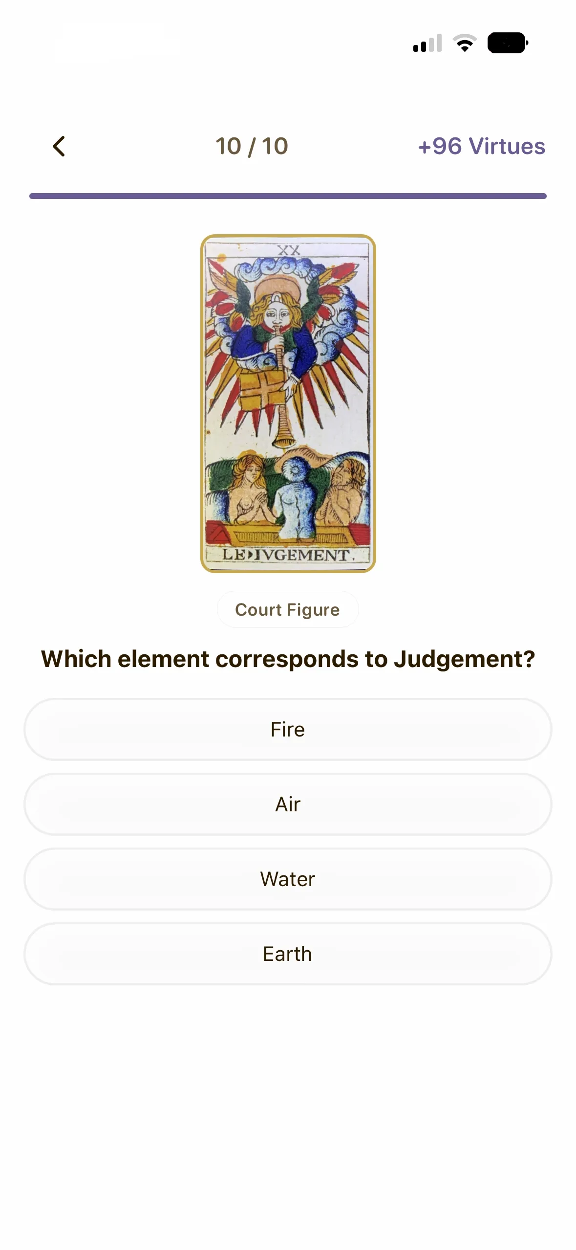 Quiz with face-down card and multiple choice options