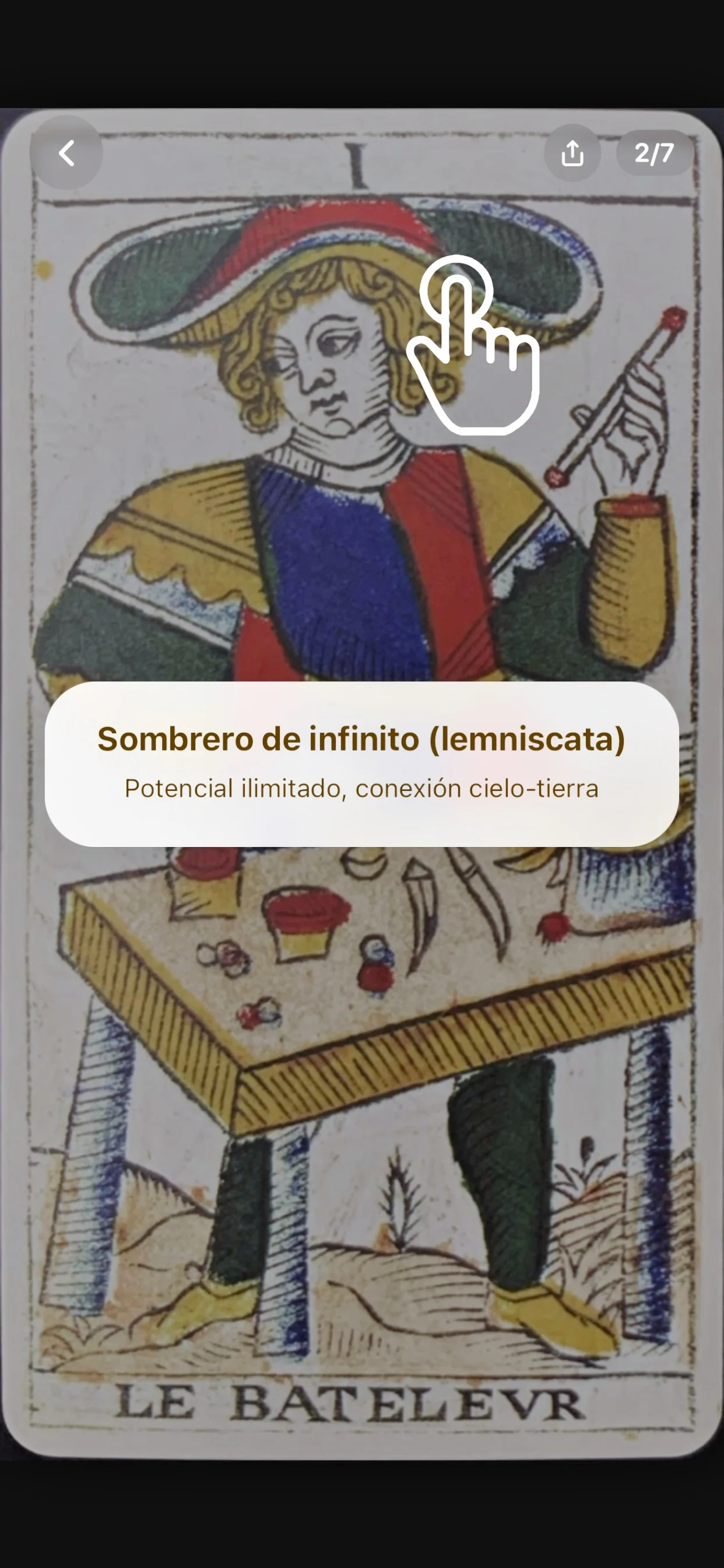 Pantalla de descubrimiento de elementos visuales del Mago con tooltip mostrando el Sombrero de infinito