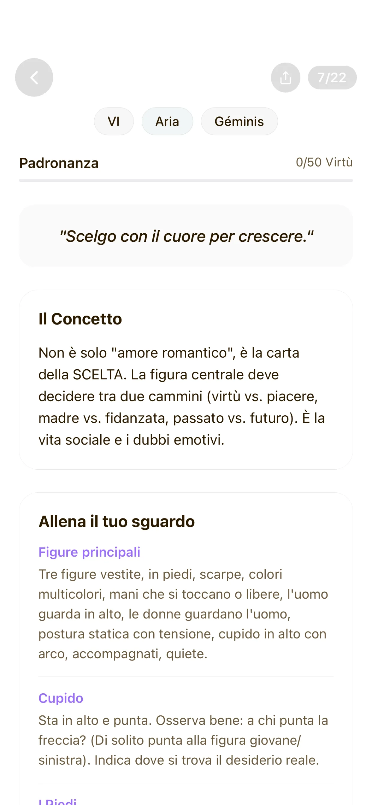 Schermata di scoperta degli elementi visivi del Bagatto con tooltip che mostra il Cappello dell'infinito